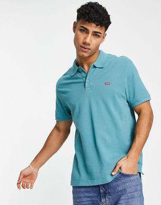 Levi's polo shirt with small batwing logo in green teal