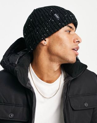Jack & Jones flecked knit beanie in black
