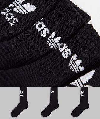 adidas Originals trefoil icon 3pk socks in black