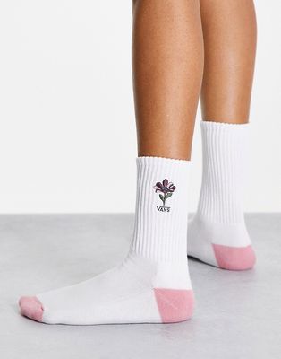 Vans embroidered crew socks in white