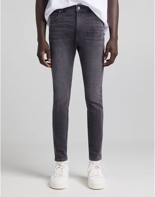 Bershka super skinny jeans in gray-Blues