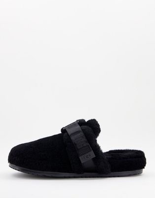 UGG fluff slippers in black