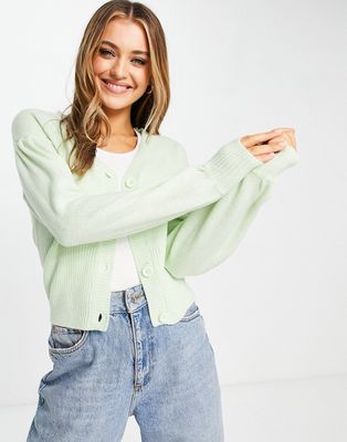 Wednesday's Girl ultmate cardigan in pastel knit-Green