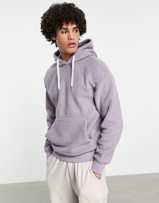 Jack & Jones Originals oversized hoodie in teddy borg lilac-Purple