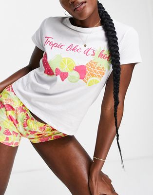 Brave Soul tropical short sleeve pajama set-Multi
