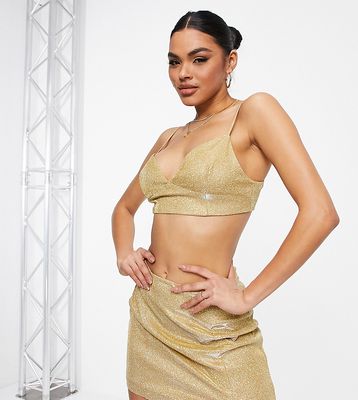 Collective the Label exclusive split mini skirt in glitter gold - part of a set