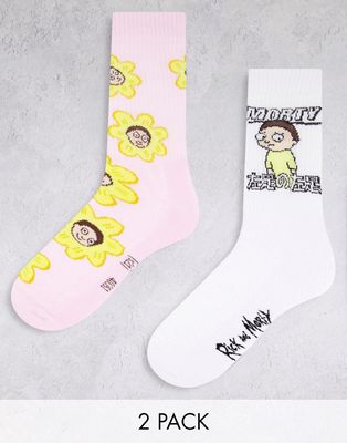 ASOS DESIGN 2-pack Rick and Morty sport socks-Multi
