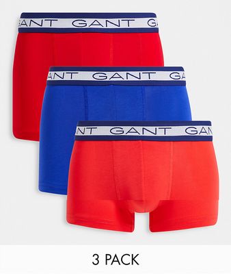 GANT 3 pack trunks in red/blue/orange with contrasting logo-Multi