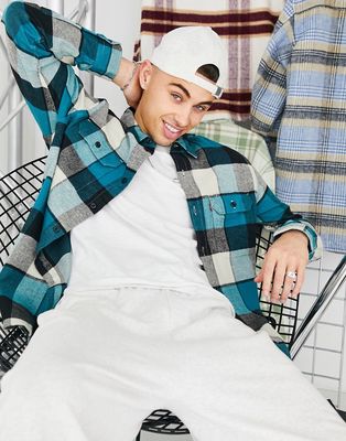 Levi's jackson flannel check worker overshirt in colonial blue-Blues