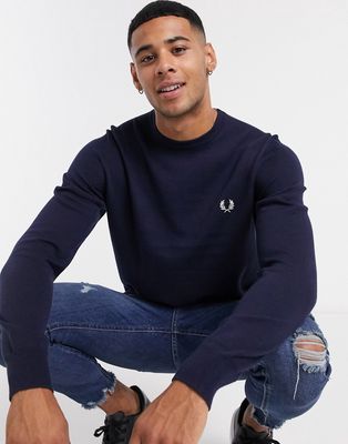 Fred Perry classic crew neck sweater in navy