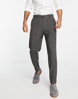Selected Homme slim tapered pants in gray check-Neutral