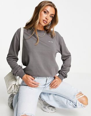 NA-KD logo print sweatshirt in gray-Grey