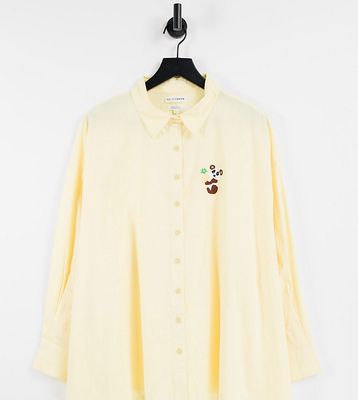 Native Youth someones boyfriends shirt in lemon drop with panda embroidery-Yellow