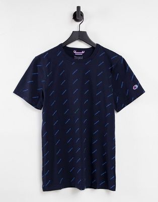 Champion all over logo print t-shirt in navy