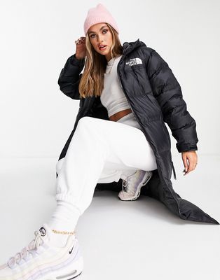 The North Face Nuptse Belted mid puffer jacket in black