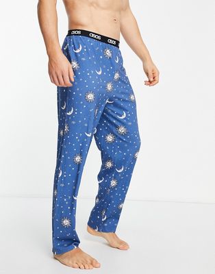 ASOS DESIGN lounge pajama bottoms with all over space print-Multi