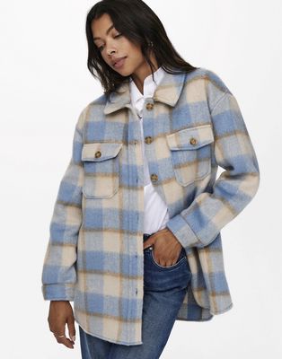 Only shacket in blue check-Multi