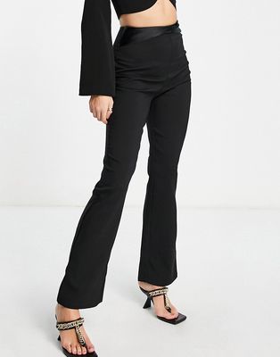 4th & Reckless satin mix wide leg pant in black