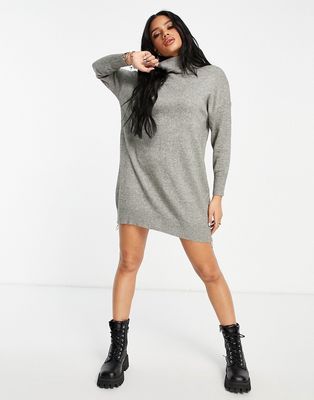 QED London roll neck sweater dress in gray