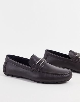 Calvin Klein kelvin driving shoes in brown leather