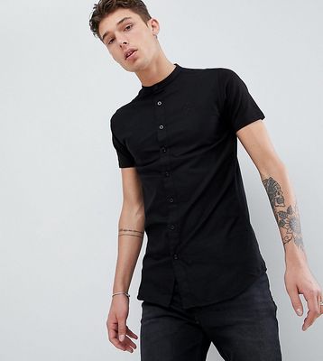 SikSilk Muscle Shirt In Black With Jersey Sleeves Exclusive to ASOS