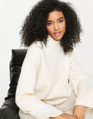 Selected Femme high neck knitted sweater in white spot - part of a set