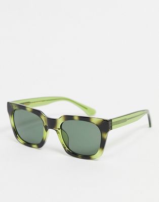 A.Kjaerbede Nancy unisex 70s square sunglasses in dark green tort