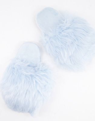 Loungeable faux fur slipper in blue-Blues