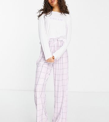 Loungeable Petite dream pajama set in purple plaid