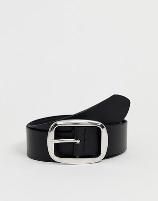 ASOS DESIGN leather jeans belt-Black