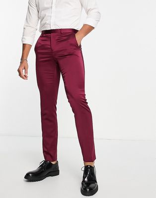 Twisted Tailor Draco skinny suit pants in burgundy-Red