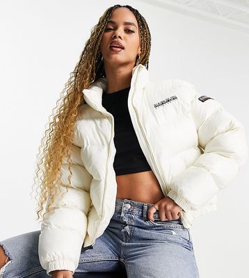 Napapijri Box cropped puffer jacket in off-white - Exclusive to ASOS