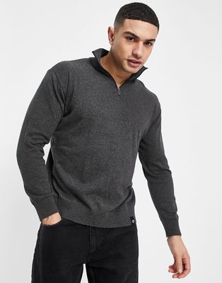 Pull & Bear knit sweater with half zip in gray