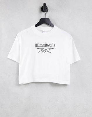 Reebok large logo crop t-shirt in white