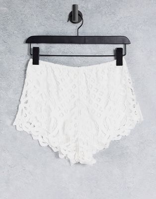 Free People adella shorts in lace-White