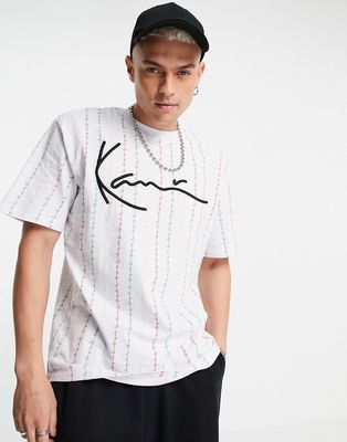 Karl Kani signature logo pinstripe t-shirt in white