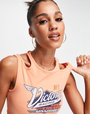 Missguied motorcross tank with cut outs in orange
