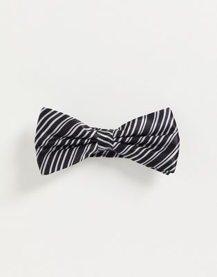 Bolongaro Trevor bow tie in black and silver stripe
