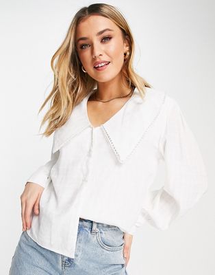 Lola May statement collar blouse in white