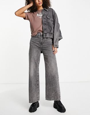 Only Hope high waisted wide leg jeans in washed gray-Blues