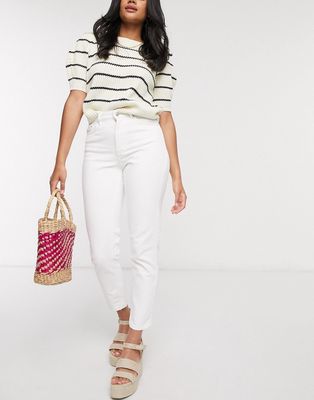 Vero Moda mom jeans with high waist in white