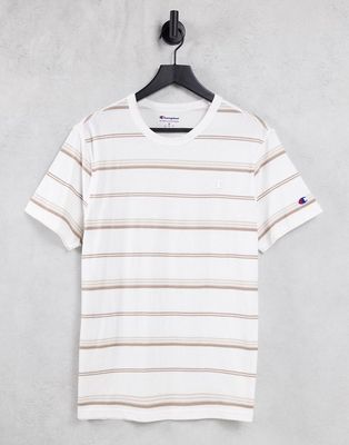 Champion small logo striped t-shirt in white