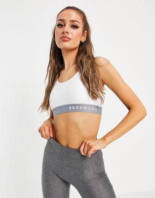 Under Armour Training mid support keyhole sports bra in white