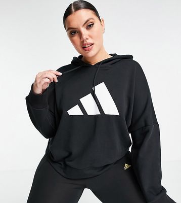 adidas Plus hoodie with large logo in black