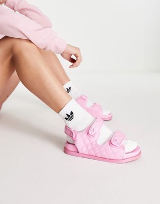 Public Desire Carmen quilted flat sandals in pink pu