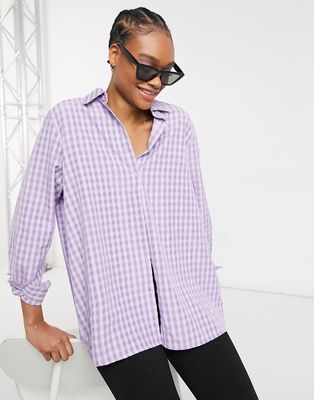 Urban Threads oversized checked shirt in lilac-Purple