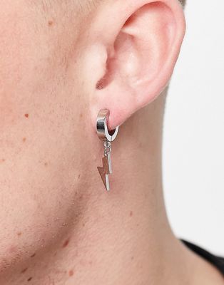 Icon Brand stainless steel lightning hoop earrings-Silver