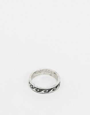 ASOS DESIGN band ring with '90s style wave in silver tone