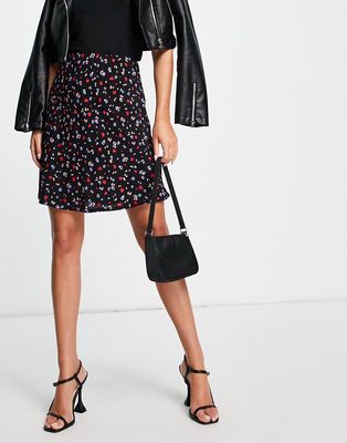 Nobody's Child Camilla ditsy floral bias cut mini skirt in black
