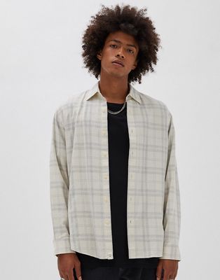 Pull & Bear checked shirt in white